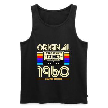 Original 1960 Cassette Vintage - Débardeur bio Premium Homme - noir - Devant - AI Model Male 178 light (178cm)