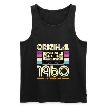 Original 1960 Cassette Retro - Débardeur bio Premium Homme - noir - Devant - AI Model Male 178 light (178cm)