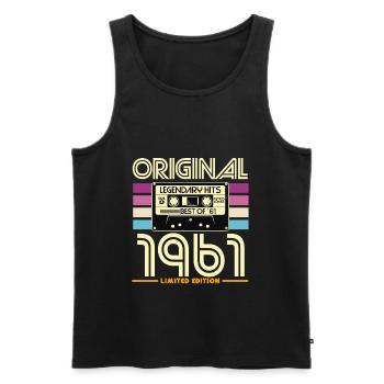 Originale Kassetten-Retro-Edition von 1961 - Männer Premium Bio Tank Top - Schwarz - Vorne - Michal (187cm)