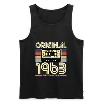 Original 1963 Retro Cassette - Men's Premium Organic Tank Top - black - Front - AI Model Male 178 light (178cm)
