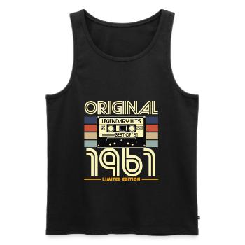 Original 1961 Retro Cassette Limited - Men's Premium Organic Tank Top - black - Front - AI Model Male 178 light (178cm)
