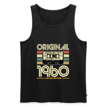 Original 1960's Retro Cassette - Men's Premium Organic Tank Top - black - Front - AI Model Male 178 light (178cm)