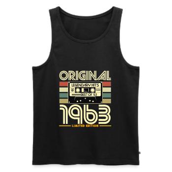 Cassette Retro 1963 Original - Débardeur bio Premium Homme - noir - Devant - AI Model Male 178 light (178cm)