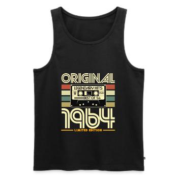 Original 1964 Cassette Retro Tee - Men's Premium Organic Tank Top - black - Front - AI Model Male 178 light (178cm)