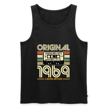 Original 1969 Retro Cassette - Men's Premium Organic Tank Top - black - Front - AI Model Male 178 light (178cm)