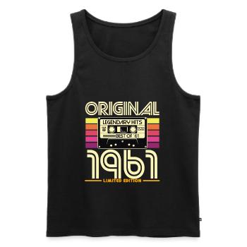 Original 1961 Retro Cassette Limited - Men's Premium Organic Tank Top - black - Front - AI Model Male 178 light (178cm)