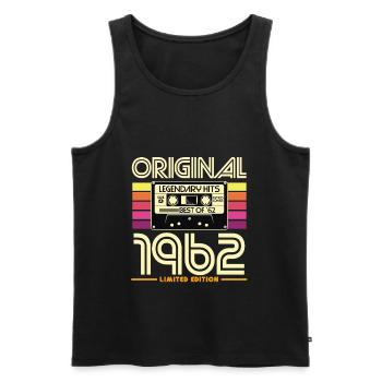 Original-Kassetten-Retro von 1962 - Männer Premium Bio Tank Top - Schwarz - Vorne - Michal (187cm)