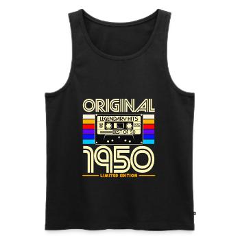 Originales Retro-Kassetten-T-Shirt der 1950er Jahre - Männer Premium Bio Tank Top - Schwarz - Vorne - AI Model Male 178 light (178cm)
