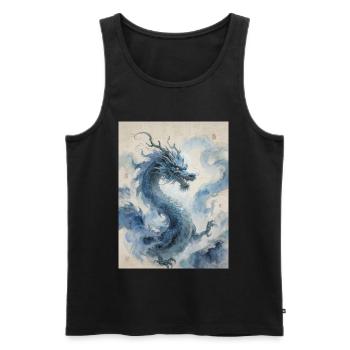 L'Apothéose Céleste : Dragon Bleu – Infinité - Débardeur bio Premium Homme - noir - Devant - AI Model Male 178 light (178cm)