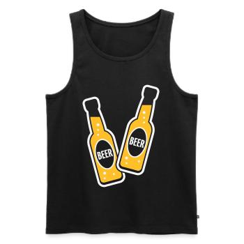 2 Toasting Beer Bottles (Beery / NEG 2C) - Men's Premium Organic Tank Top - black - Front - Michal (187cm)