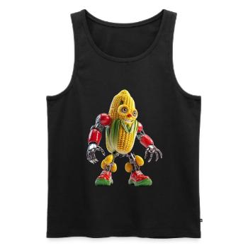 CORN BOT - Le mignon robot bio-organique - Débardeur bio Premium Homme - noir - Devant - Michal (187cm)