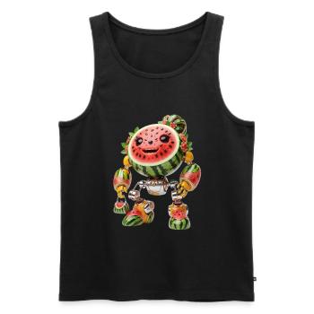 WATERMELON BOT - Le mignon robot bio-organique - Débardeur bio Premium Homme - noir - Devant - Michal (187cm)