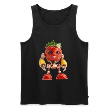 STROUBERRY BOT - Robot organique féminin mignon - Débardeur bio Premium Homme - noir - Devant - Michal (187cm)