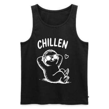 Chillen Faultier Cartoon mit Sonnenbrille - Männer Premium Bio Tank Top - Schwarz - Vorne - Michal (187cm)