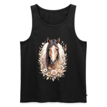 Brown horse with roses - Men's Premium Organic Tank Top - black - Front - Michal (187cm)