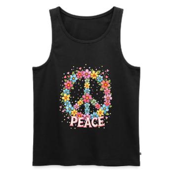 Blühendes Peace-Zeichen im Aquarellstil - Männer Premium Bio Tank Top - Schwarz - Vorne - Michal (187cm)