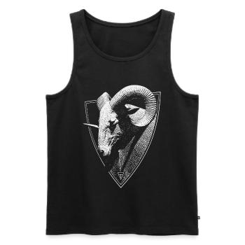 Widderkopf im Wappen - Männer Premium Bio Tank Top - Schwarz - Vorne - Michal (187cm)