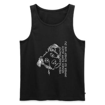 Dog portrait with funny saying - Men's Premium Organic Tank Top - black - Front - Michal (187cm)