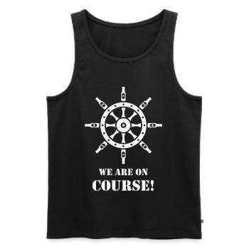 We Are On Course! (Beer / Ship’s Wheel / White) - Men's Premium Organic Tank Top - black - Front - Michal (187cm)