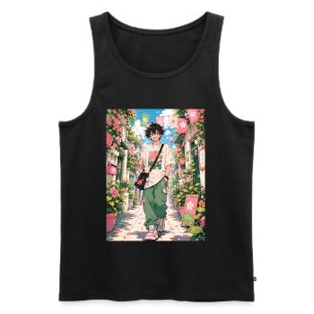 Spring walk through the Blumengasse - Men's Premium Organic Tank Top - black - Front - Michal (187cm)