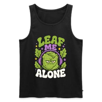 Humour de salade Leaf Me Alone - Débardeur bio Premium Homme - noir - Devant - Michal (187cm)