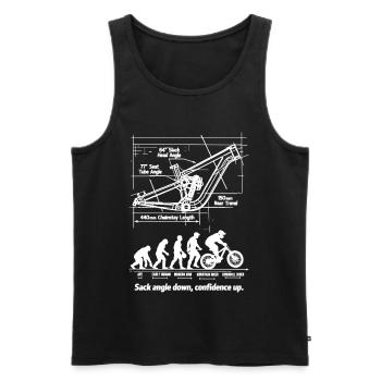 MTB Evolution Blueprint: Full Suspension Downhill - Männer Premium Bio Tank Top - Schwarz - Vorne - Michal (187cm)