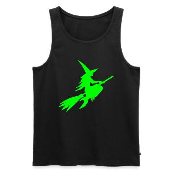 Sorcière vert néon effrayant - Débardeur bio Premium Homme - noir - Devant - AI Model Male 178 light (178cm)