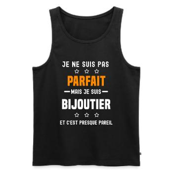 bijoutier pas parfait mais bijoutier métier - Débardeur bio Premium Homme - noir - Devant - Michal (187cm)