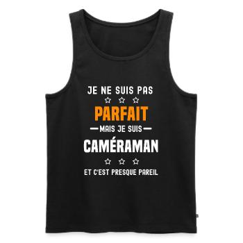 Caméraman pas parfait mais Caméraman métier - Débardeur bio Premium Homme - noir - Devant - Michal (187cm)