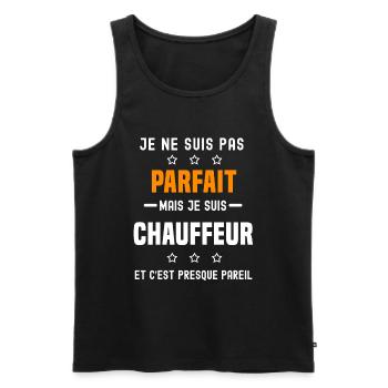 chauffeur pas parfait mais chauffeur métier - Débardeur bio Premium Homme - noir - Devant - Michal (187cm)