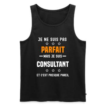 consultant pas parfait mais consultant métier - Débardeur bio Premium Homme - noir - Devant - Michal (187cm)