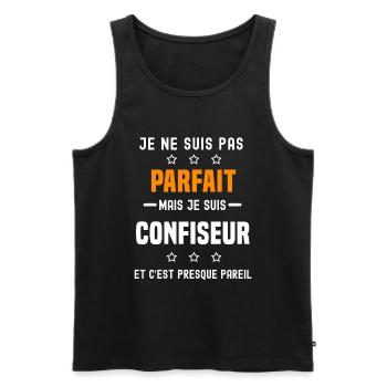 confiseur pas parfait mais confiseur métier - Débardeur bio Premium Homme - noir - Devant - Michal (187cm)