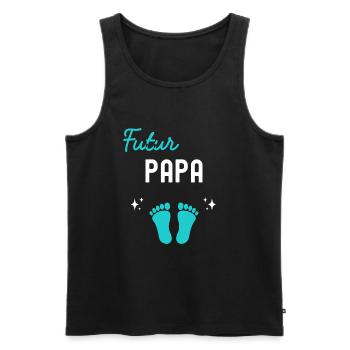 Futur papa cadeau naissance grossesse papa - Débardeur bio Premium Homme - noir - Devant - Michal (187cm)
