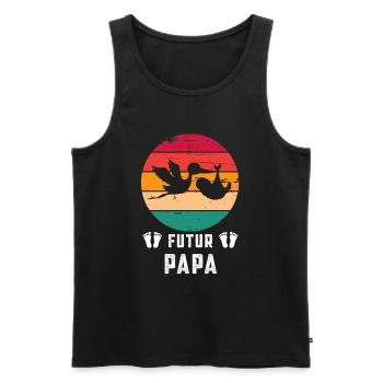 Futur papa père annonce grossesse retro - Débardeur bio Premium Homme - noir - Devant - Michal (187cm)