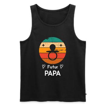 Futur papa père naissance grossesse retro - Débardeur bio Premium Homme - noir - Devant - Michal (187cm)