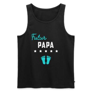 Futur papa cadeau grossesse famille père - Débardeur bio Premium Homme - noir - Devant - Michal (187cm)