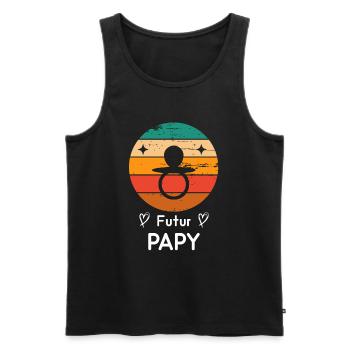futur papy grand-père naissance grossesse retro - Débardeur bio Premium Homme - noir - Devant - Michal (187cm)