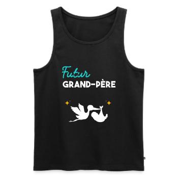 cadeau naissance grossesse papy futur grand-père - Débardeur bio Premium Homme - noir - Devant - Michal (187cm)