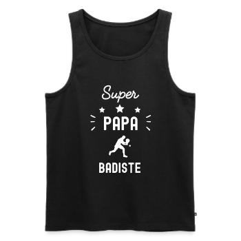 super papa badiste squash fête des pères - Débardeur bio Premium Homme - noir - Devant - AI Model Male 178 light (178cm)
