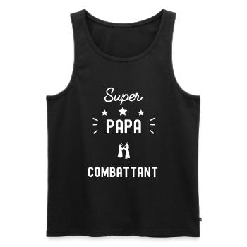 super papa combattant aïkido fête des pères - Débardeur bio Premium Homme - noir - Devant - Michal (187cm)