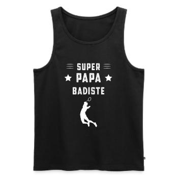 super papa badiste papa badminton cadeau père - Débardeur bio Premium Homme - noir - Devant - Michal (187cm)