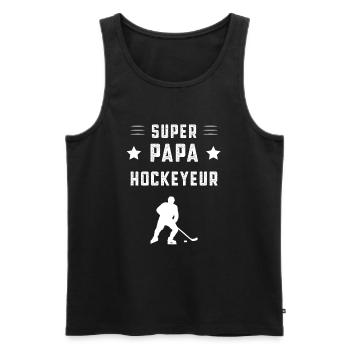 super papa hockeyeur papa hockey cadeau père - Débardeur bio Premium Homme - noir - Devant - Michal (187cm)