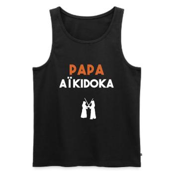 papa aïkidoka cadeau papa aïkido - Débardeur bio Premium Homme - noir - Devant - Michal (187cm)