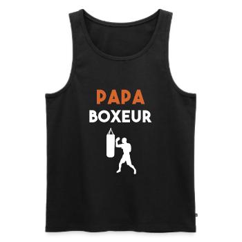 papa boxeur cadeau papa boxe - Débardeur bio Premium Homme - noir - Devant - Michal (187cm)