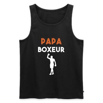 papa boxeur cadeau papa boxe homme - Débardeur bio Premium Homme - noir - Devant - Michal (187cm)