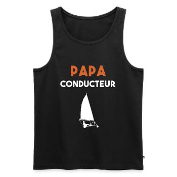 papa conducteur cadeau papa char à voile - Débardeur bio Premium Homme - noir - Devant - AI Model Male 178 light (178cm)