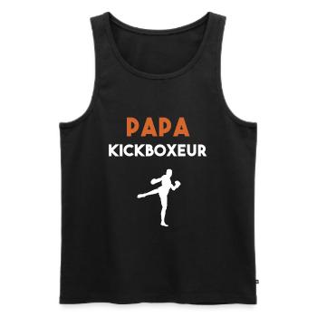 papa kickboxeur cadeau papa kickboxing - Débardeur bio Premium Homme - noir - Devant - Michal (187cm)