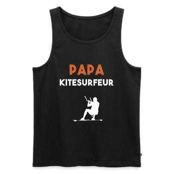 papa kitesurfeur cadeau papa Kitesurf - Débardeur bio Premium Homme - noir - Devant - Michal (187cm)
