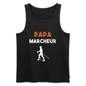 papa marcheur cadeau papa marche nordique - Débardeur bio Premium Homme - noir - Devant - Michal (187cm)