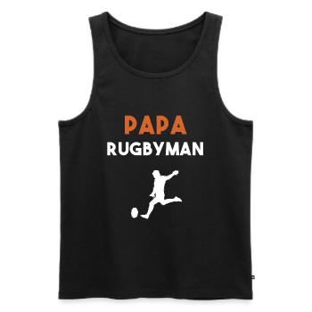 papa rugbyman cadeau papa rugby homme - Débardeur bio Premium Homme - noir - Devant - Michal (187cm)